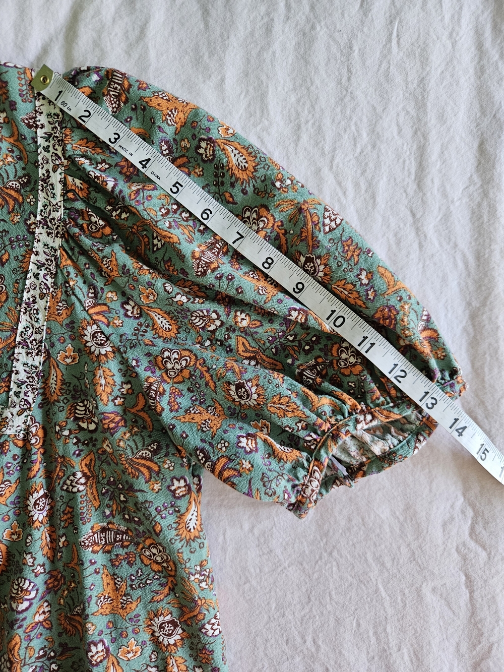 Universal Thread Puff Sleeve Floral Pattern Boho Top - Picture 9 of 10